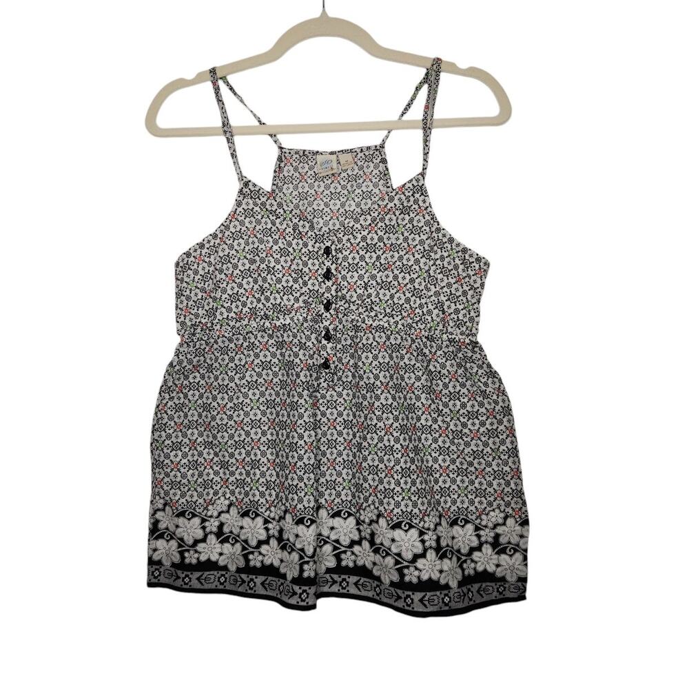Vintage y2k SO Peplum Babydoll Cami Tank TOp Boho Emo Floral Medium Shirt
